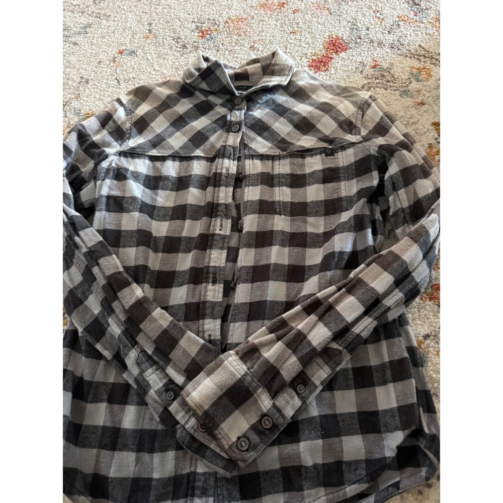 Black Diamond Mens Grey Black Buffalo Plaid Organic Cotton Hemp Flannel Shirt M